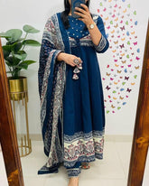 *This A-line pant set is perfect for the summer season with its vibrant floral print and confident pocket one side. Plus, the included matching dupatta completes the look and adds an extra touch